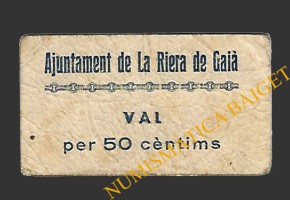RIERA DE GAIA, LA (Tarragona) 50 centims 1937 