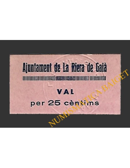 RIERA DE GAIA, LA (Tarragona) 25 centims 1937 