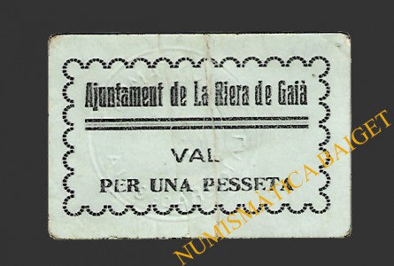 RIERA DE GAIA, LA (Tarragona) 1 pesseta 1937 