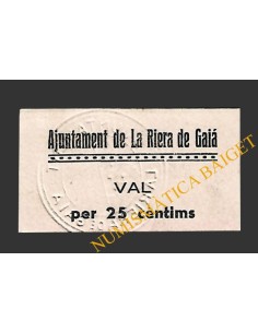 RIERA DE GAIA, LA (Tarragona) 25 centims 1937 