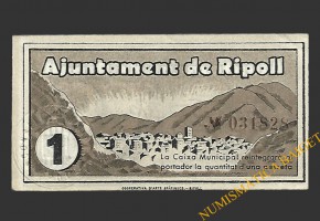 RIPOLL (Girona) 1 pesseta 29 d'octubre del 1937 