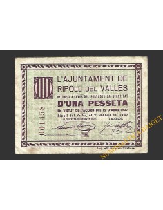 RIPOLL DEL VALLES (Barcelona) 1 pesseta 21 d'abril del 1937 