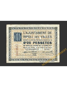 RIPOLL DEL VALLES (Barcelona) 0'25 pessetes 21 d'abril del 1937 