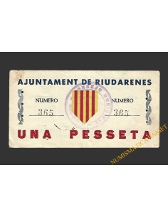 RIUDARENES (Girona) 1 pesseta 16 de maig del 1937 