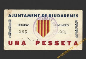 RIUDARENES (Girona) 1 pesseta 16 de maig del 1937 