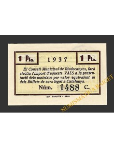 RIUDECANYES (Tarragona) 1 pesseta 22 d'abril del 1937  2