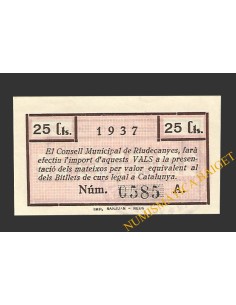 RIUDECANYES (Tarragona) 25 centims 22 d'abril del 1937  2