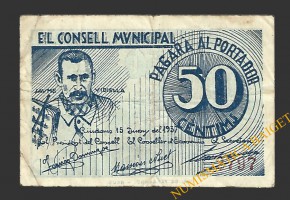 RIUDOMS (Tarragona) 50 centims 15 de juny del 1937 