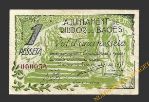RIUDOR DE BAGES (Barcelona) 1 pesseta juliol del 1937 