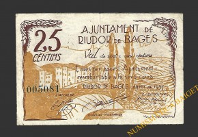 RIUDOR DE BAGES (Barcelona) 25 centims juliol del 1937 