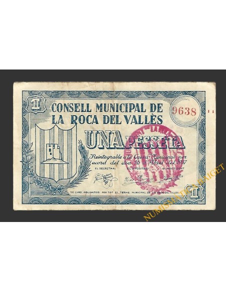 ROCA DEL VALLES, LA (Barcelona) 1 pesseta 16 d'abril del 1937 