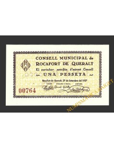 ROCAFORT DE QUERALT (Tarragona) 1 pesseta 27 de setembre del 1937 