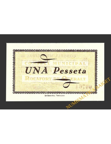 ROCAFORT DE QUERALT (Tarragona) 1 pesseta 27 de setembre del 1937 
