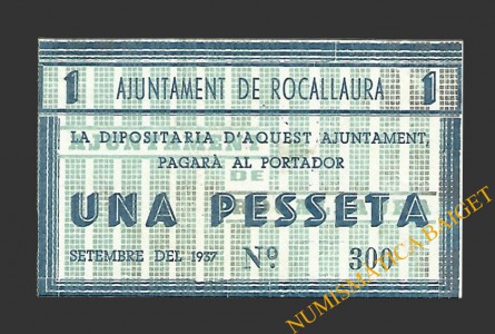 ROCALLAURA (Lleida) 1 pesseta  setembre del 1937 
