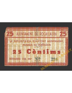 ROCALLAURA (Lleida) 25 cèntims  setembre del 1937 