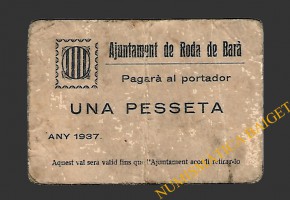 RODA DE BARA (Tarragona) 1 pesseta 1937 