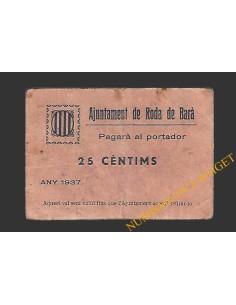 RODA DE BARA (Tarragona) 25 cèntims 1937 