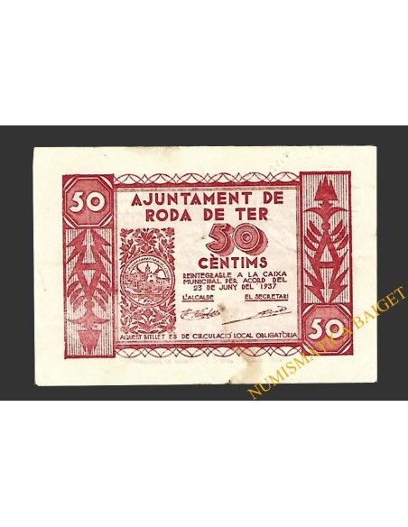 RODA DE TER (Barcelona) 50 cèntims, 25 de juny del  1937 