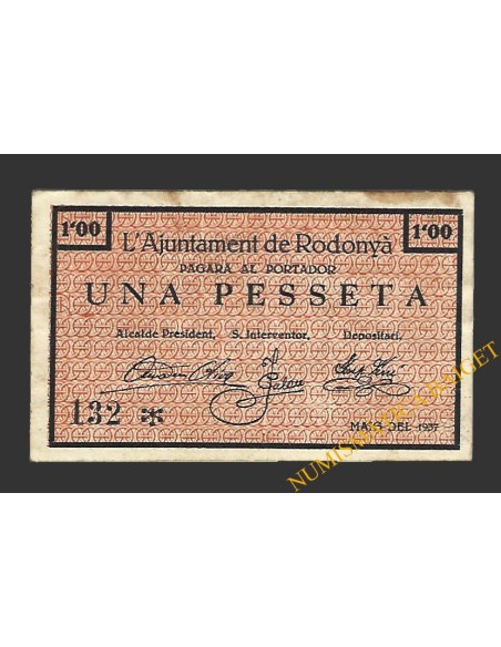 RODONYÀ (Tarragona), 1 pesseta maig del 1937