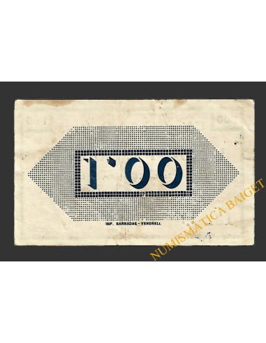 RODONYÀ (Tarragona), 1 pesseta maig del 1937