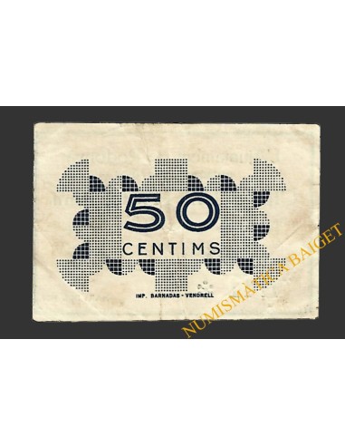 RODONYÀ (Tarragona), 50 cèntims maig del 1937