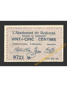 RODONYÀ (Tarragona), 25 cèntims maig del 1937