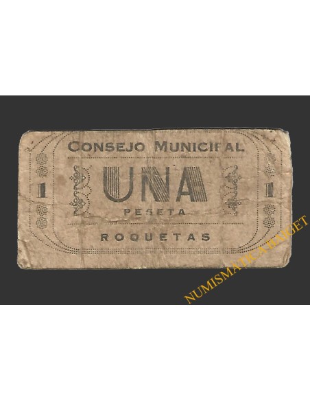 ROQUETAS (Tarragona), 1 pesseta  1937