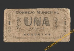 ROQUETAS (Tarragona), 1 pesseta  1937