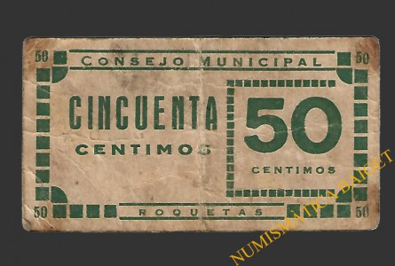ROQUETAS (Tarragona), 50 cèntims  1937