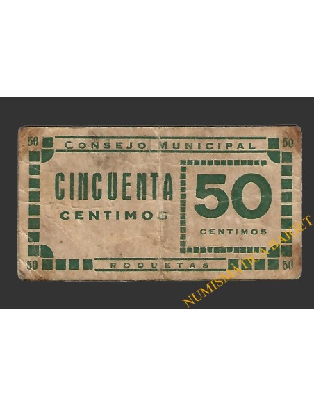 ROQUETAS (Tarragona), 50 cèntims  1937
