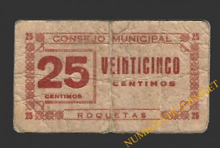 ROQUETAS (Tarragona), 25 cèntims  1937