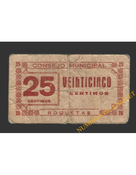 ROQUETAS (Tarragona), 25 cèntims  1937