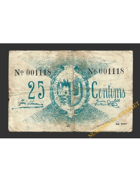 ROQUETES (Tarragona), 25 cèntims  1937