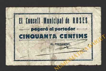 ROSES (Girona),50 cèntims 1937