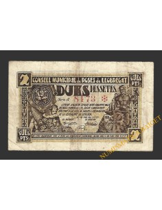 ROSES DE LLOBREGAT (Barcelona) 2 pessetes 20 de maig del 1937