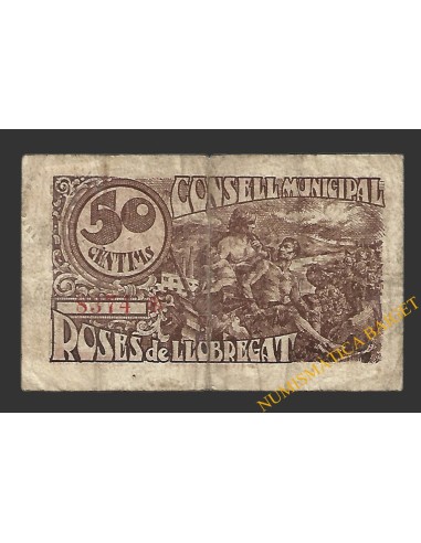 ROSES DE LLOBREGAT (Barcelona) 50 cèntims 20 de maig del 1937