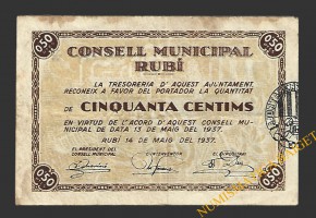 RUBÍ (Barcelona) 50 cèntims  14 de maig del 1937