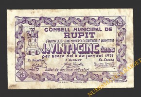 RUPIT (Barcelona) 25 cèntims  6 de juny del 1937