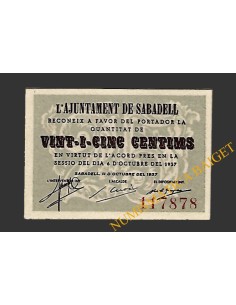 SABADELL (Barcelona) 25 cèntims  11 d'octubre del 1937