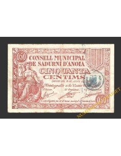 SADURNÍ D'ANOIA (Barcelona) 50 cèntims  15 de juliol del 1937