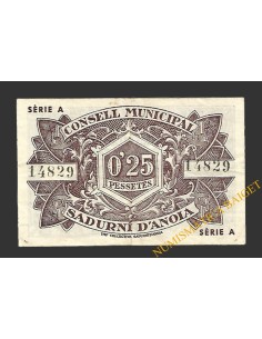 SADURNÍ D'ANOIA (Barcelona) 25 cèntims  15 de juliol del 1937 2