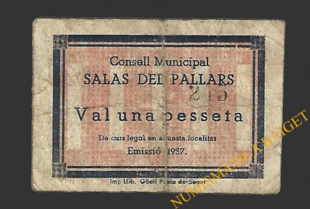 SALÀS DE PALLARS (Lleida) 1 pesseta 1937