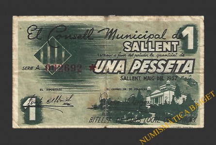 Sallent (Barcelona)1 pesseta maig del 1937