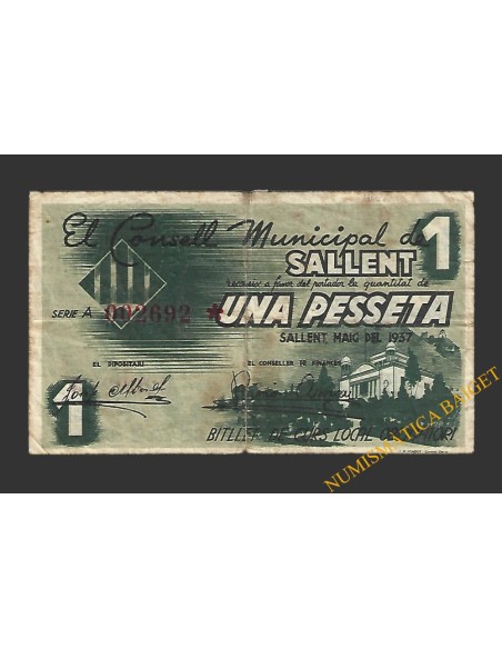 Sallent (Barcelona)1 pesseta maig del 1937