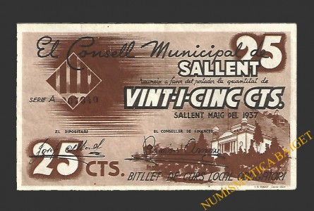 Sallent (Barcelona) 25 cèntims maig del 1937
