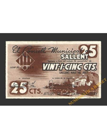 Sallent (Barcelona) 25 cèntims maig del 1937