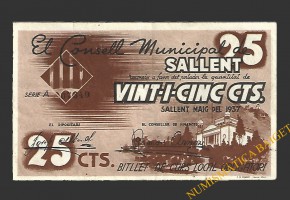 Sallent (Barcelona) 25 cèntims maig del 1937