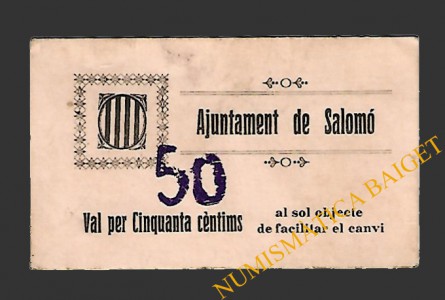 Salomó (Tarragona) 50 cèntims 1937