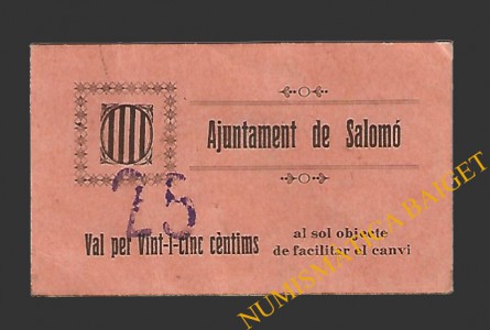 Salomó (Tarragona) 25 cèntims 1937