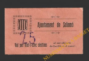Salomó (Tarragona) 25 cèntims 1937
